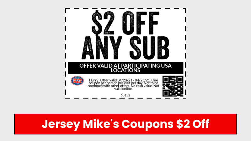 Jersey Mike's Coupons $2 Off