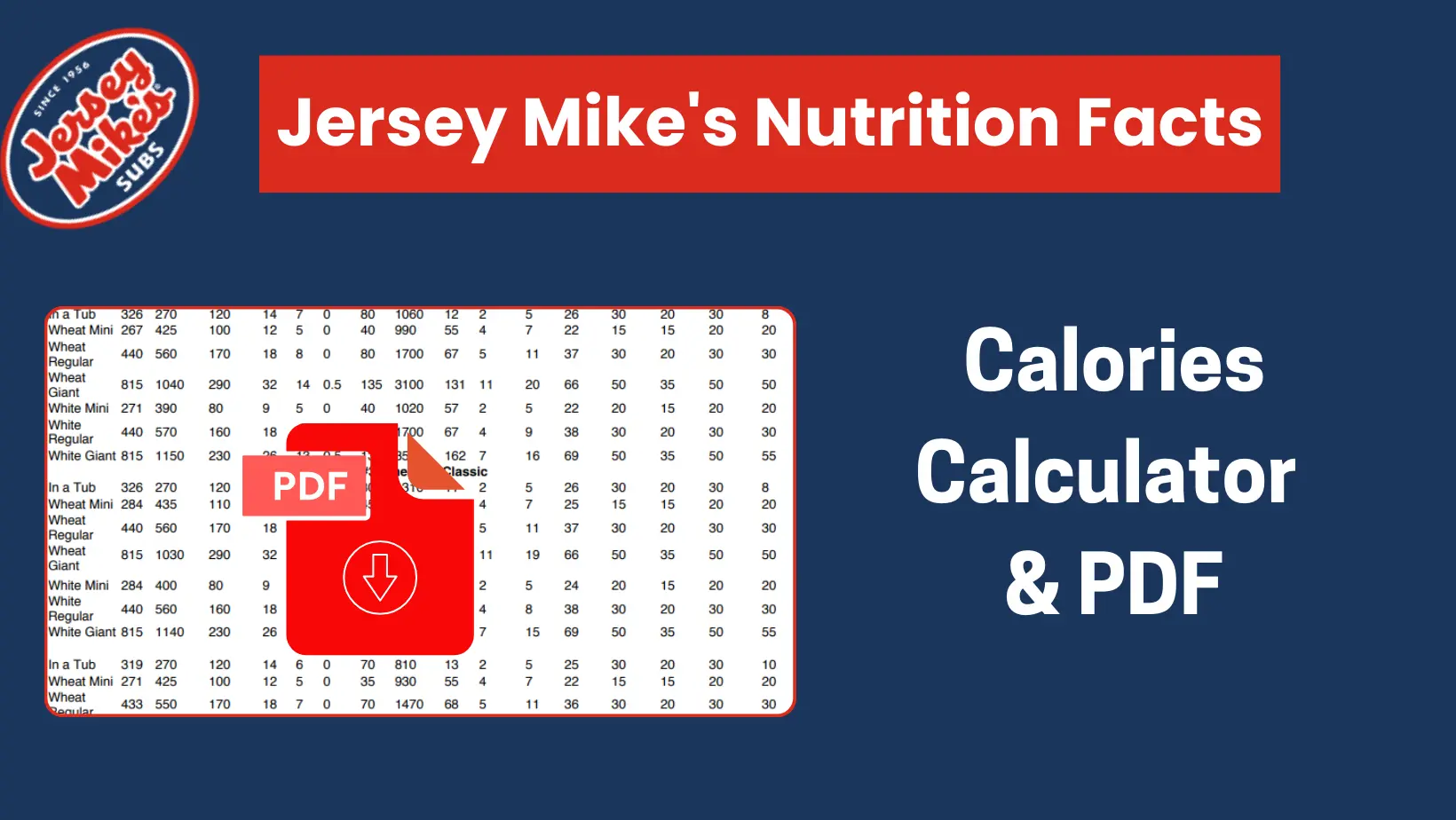 Jersey Mike's Nutrition Facts, Calories Calculator & Pdf - Jersey Mike 